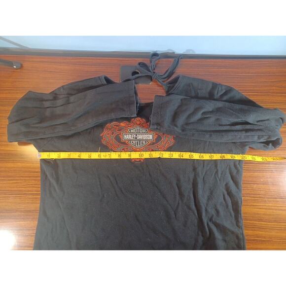 Vintage Women's Harley Davidson Logo Long Sleeve Black Shirt With Tie Back - Picture 7 of 10